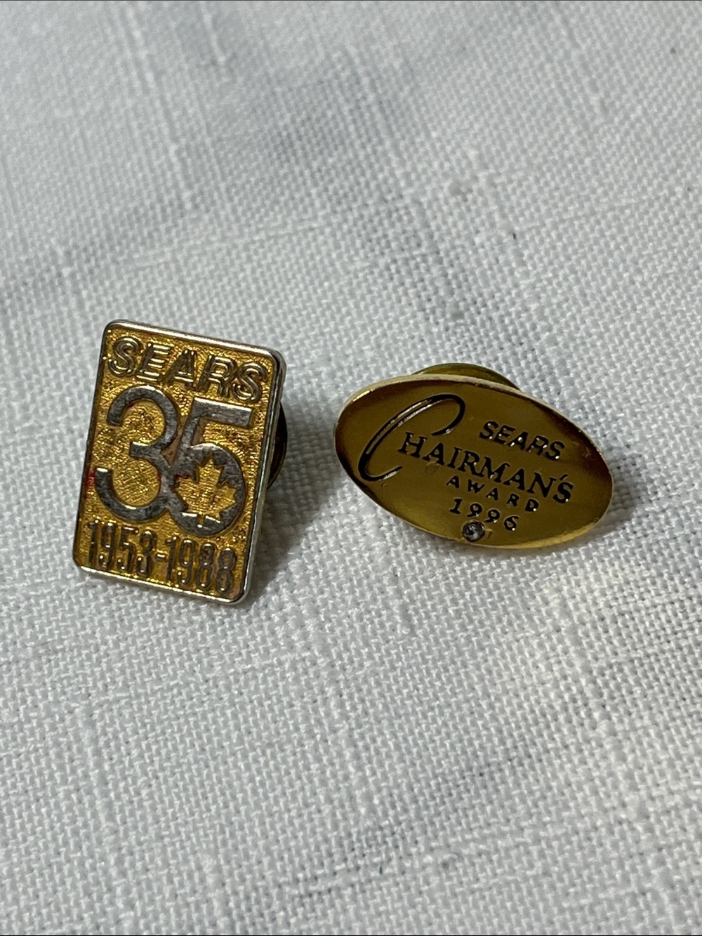 Vintage Sears Commemorative Lapel Pins - 35th Anniversary & Chairman's Award
